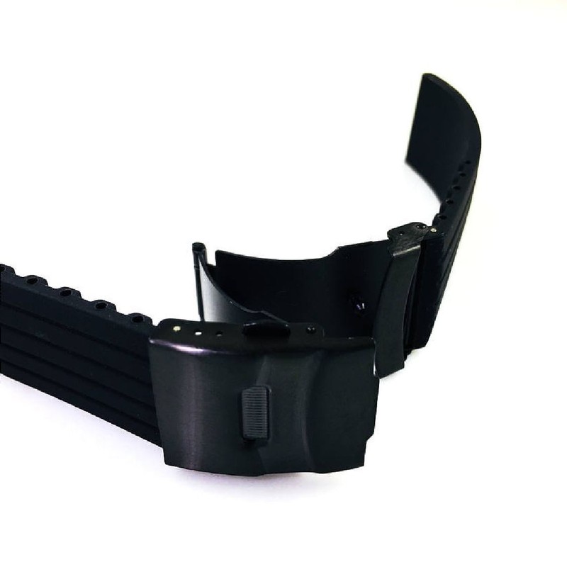 Black Rubber Silicone Replacement Watch Band Strap Double Locking Buckle #4012 gallery