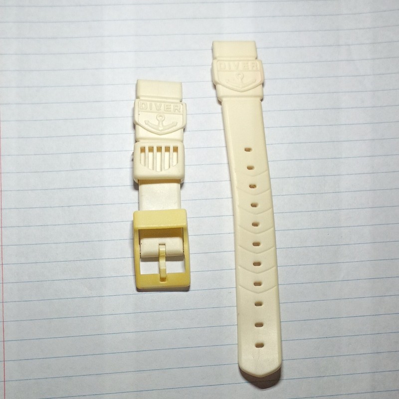 White Diver Two-Piece Wristwatch Band Strap w/ Yellow Buckle for Unisex