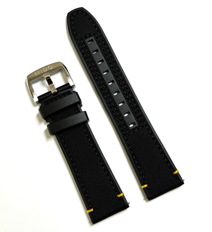 Original MIDO Multifort TV 22mm Black with Yellow Synthetic Watch Band Strap