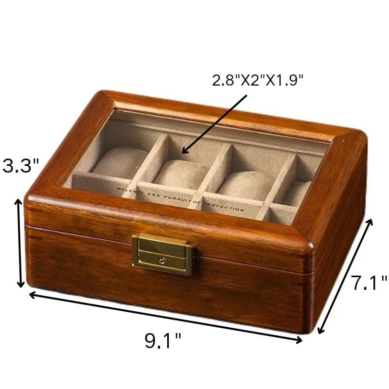 Solid Wood Watch Box 8 Slots With Glass Lid Walnut Collection Case For Men Wo... gallery
