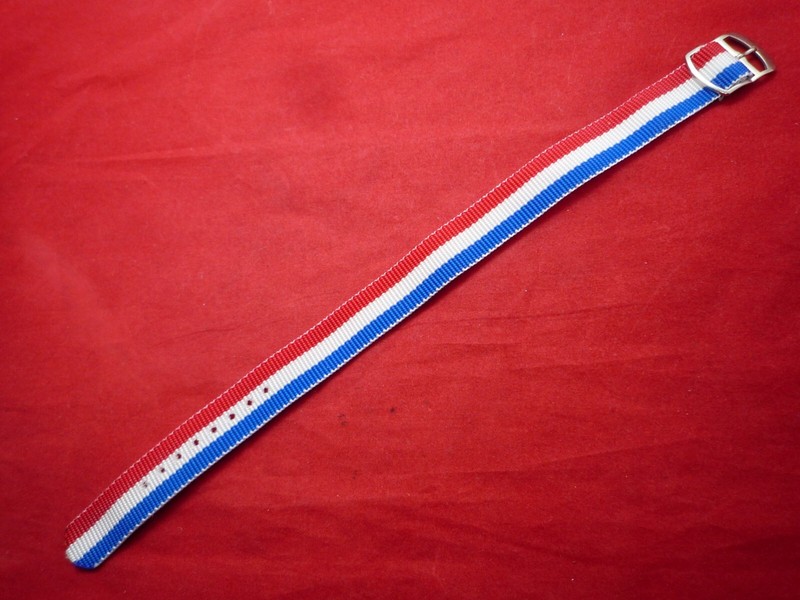 18 mm Red White & Blue Nylon Fastening 1 piece Sports Watch Strap 18mm