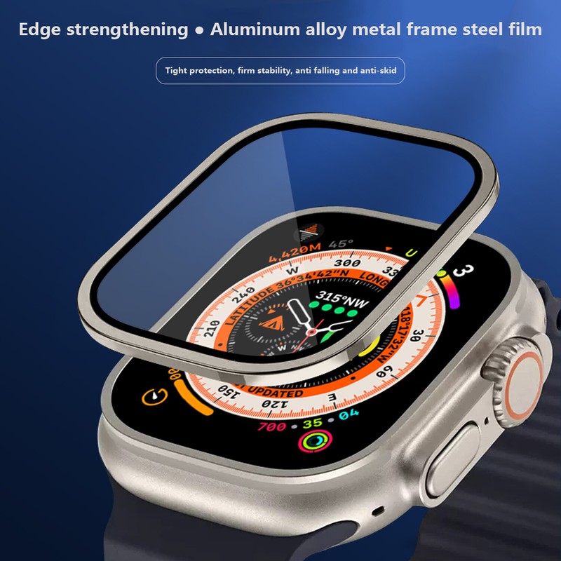 Aluminum Alloy Metal Tempered Film Screen Protector Case For Apple Watch 8 Ultra gallery