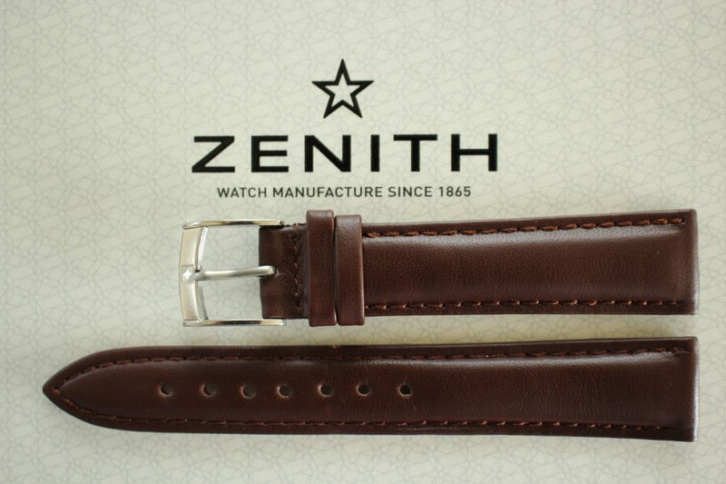 SILVER BUCKLE 19MM BROWN WAX CALF WATCH BAND WATCHBAND STRAP BRACELET FOR ZENITH