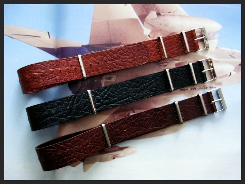 24mm Black Tan Brown Buffalo calf NATO G10 raf Pilot strap IW SUISSE 18 20 22 26