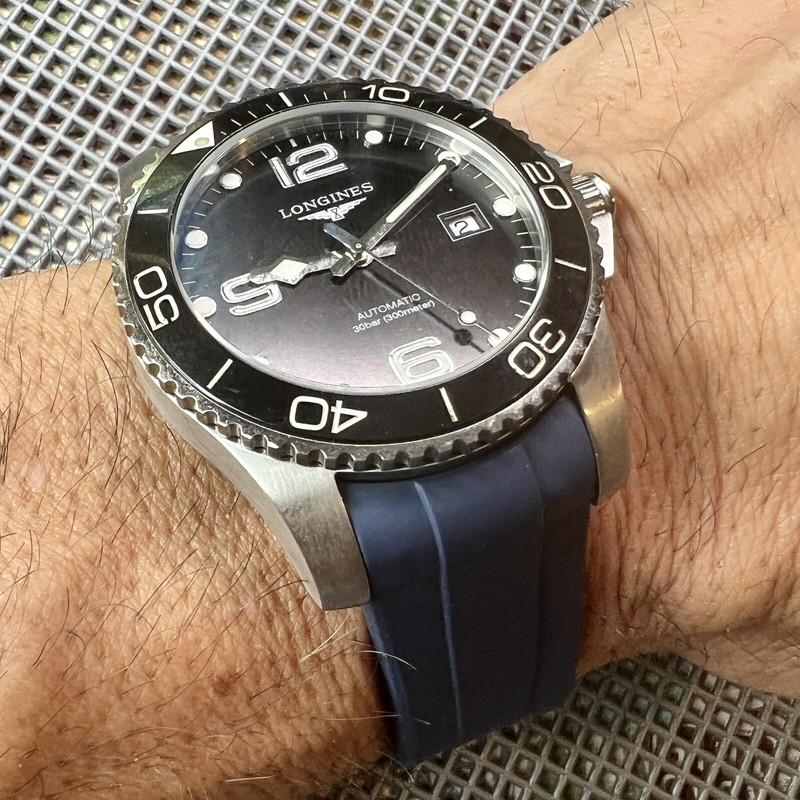 21mm BLUE Caoutchouc Vulcanized rubber Strap LONGINES HydroConquest Watch gallery