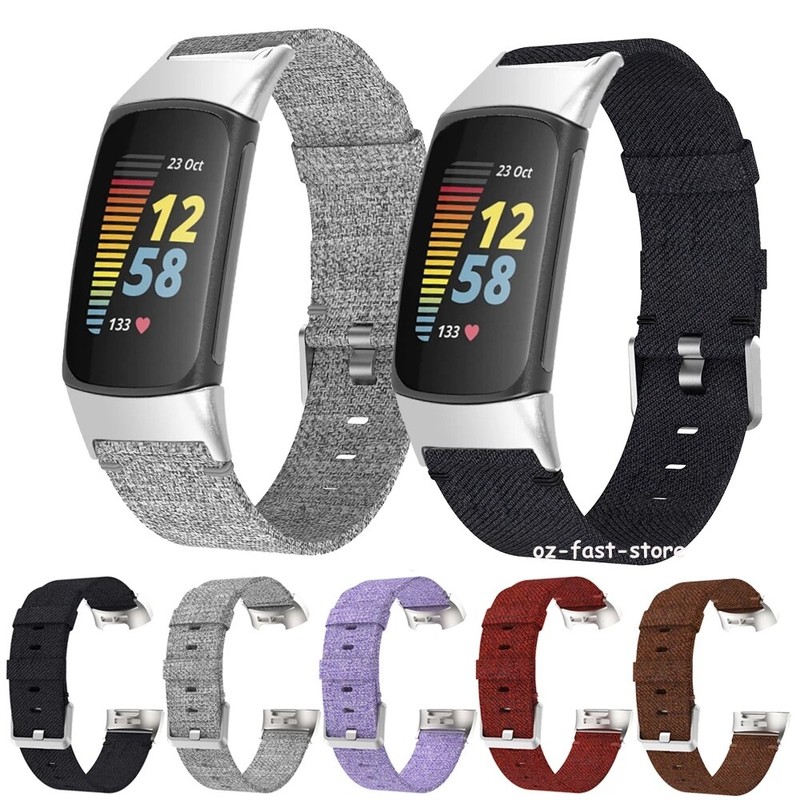 Woven Canvas Fabric Wirst Strap For Fitbit Charge 5 Band Replacement Watch Strap