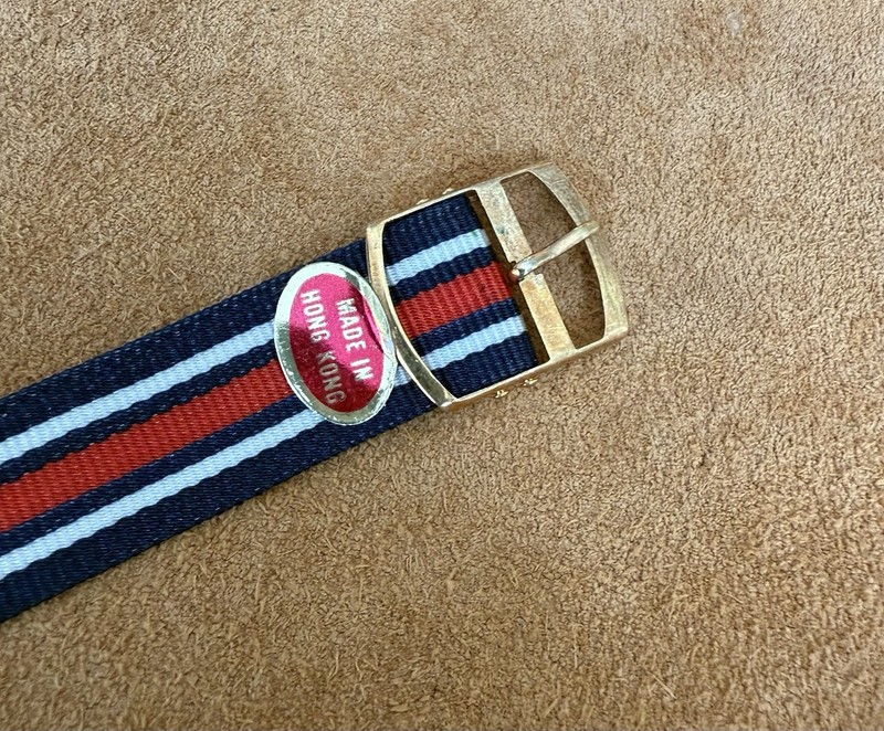 Vintage 18mm Strap Made In Hong Kong New Old Stock Blue, White & Red