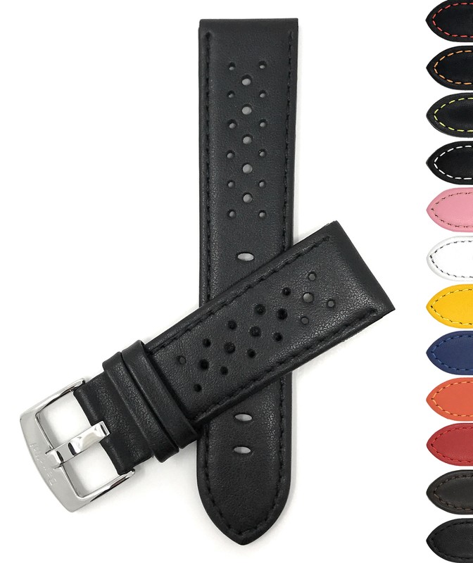 22mm Leather Rally Strap, Watch Band for Invicta Grand Diver