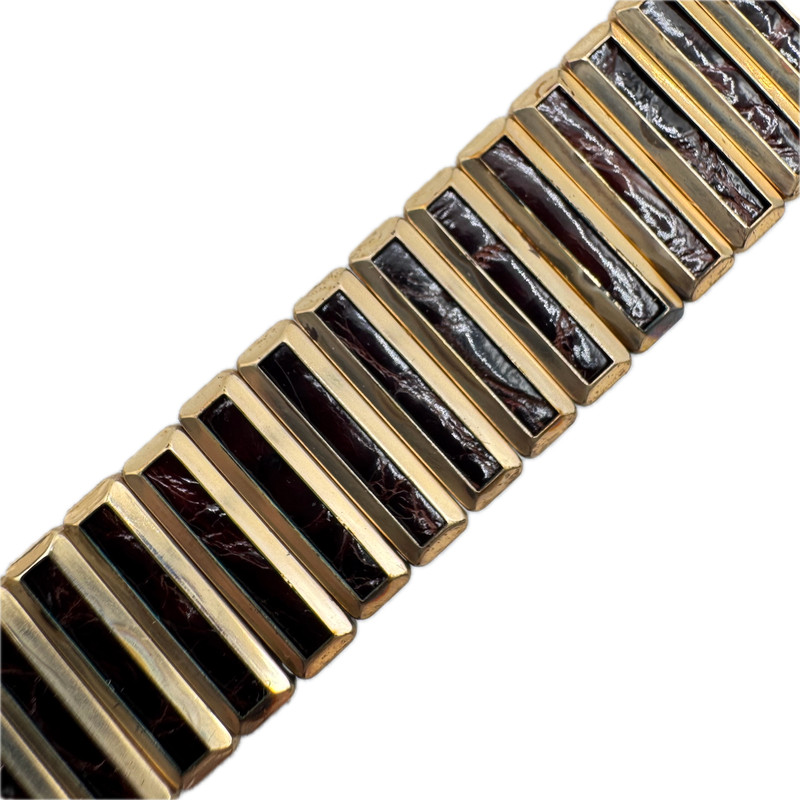 Vintage 19mm Jacques Kreisler Men's Wristwatch Band Steel & 10k GF Leather USA gallery