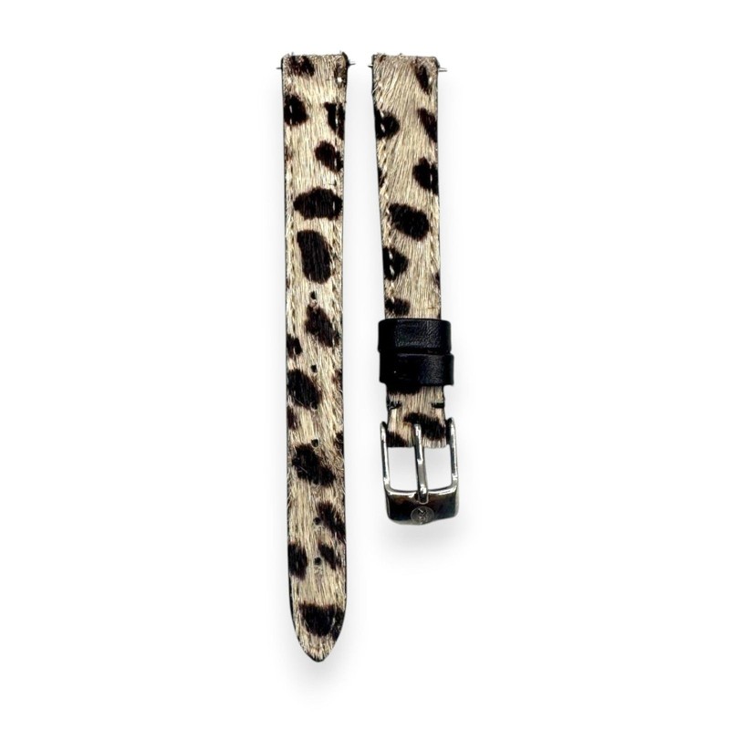 Michele 12mm Leopard Print Calf Hair Furry Watch Band Strap Silver NWOT Dust Bag gallery