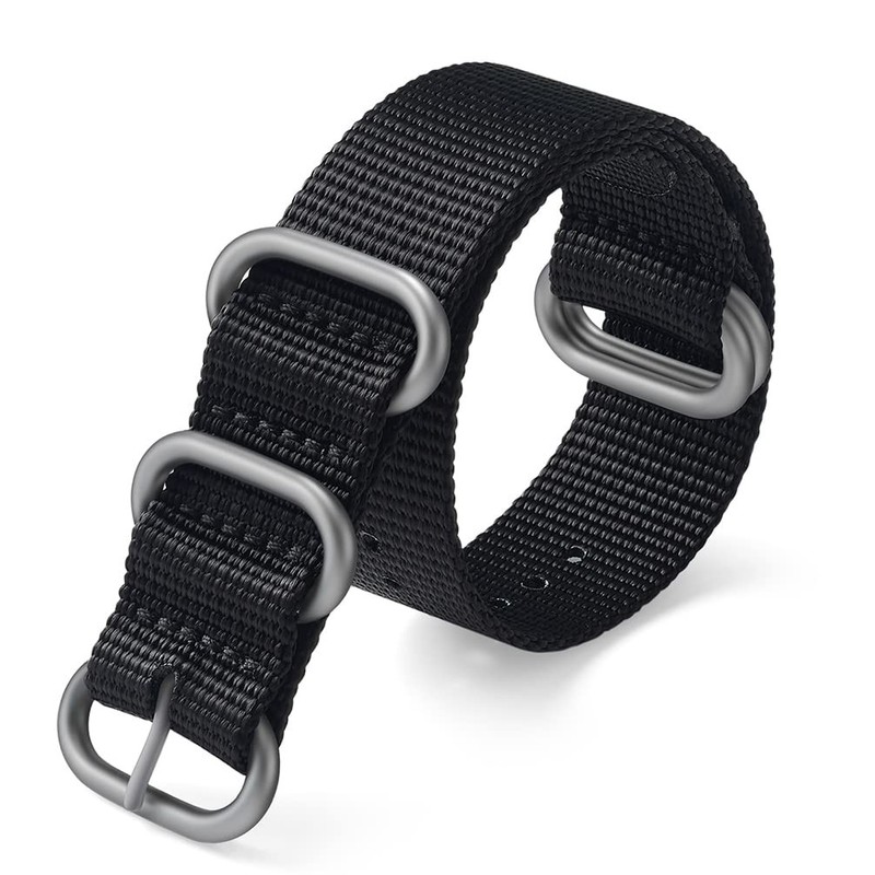 HANYTON Watch Bands – Thick Premium Military Ballistic Nylon 20mm, Black