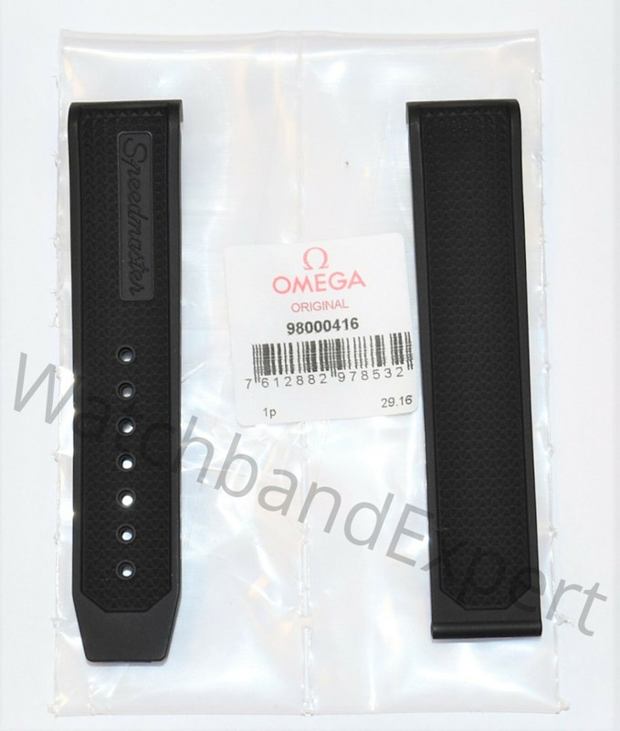 Original Omega Speedmaster 19mm Black Rubber Watch Band Strap # 98000416