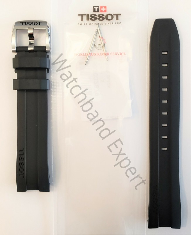 Original Tissot PRC-200 T055417A Black Rubber 19mm Watch Band Strap Bracelet