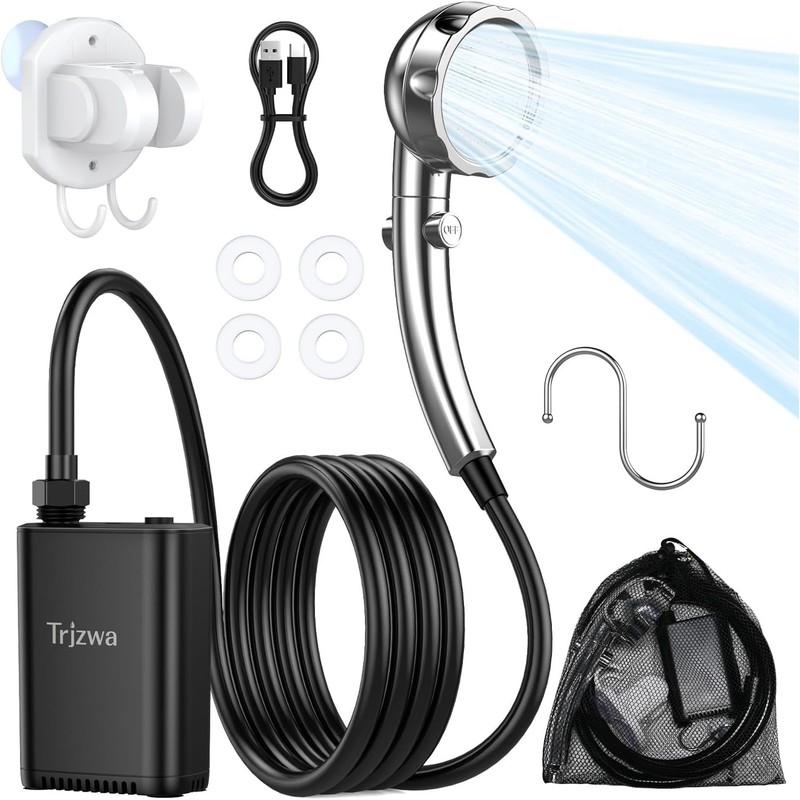 Portable Camping Shower Rechargeable Outdoor Camp Pump for Hiking Travel Shower