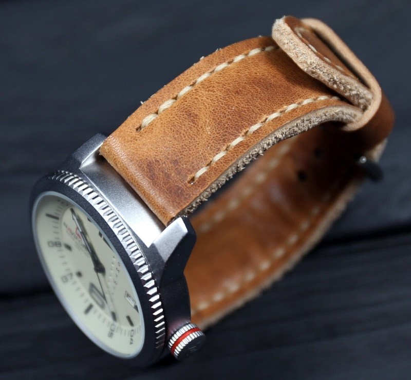 Brown Leather Watch band Soft Thick Handmade Horween wrist band 18 20mm 22 24mm