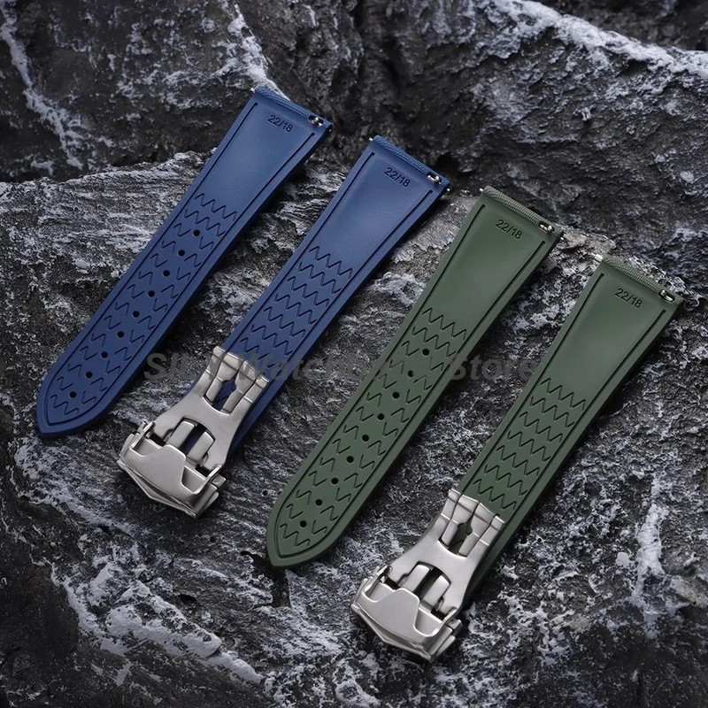 FKM Rubber Watch Strap 20mm 21mm 22mm Quick Release Folding Buckle gallery
