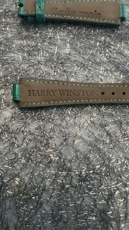 Genuine HARRY WINSTON Emerald Green Alligator Strap Notched 18x13mm gallery