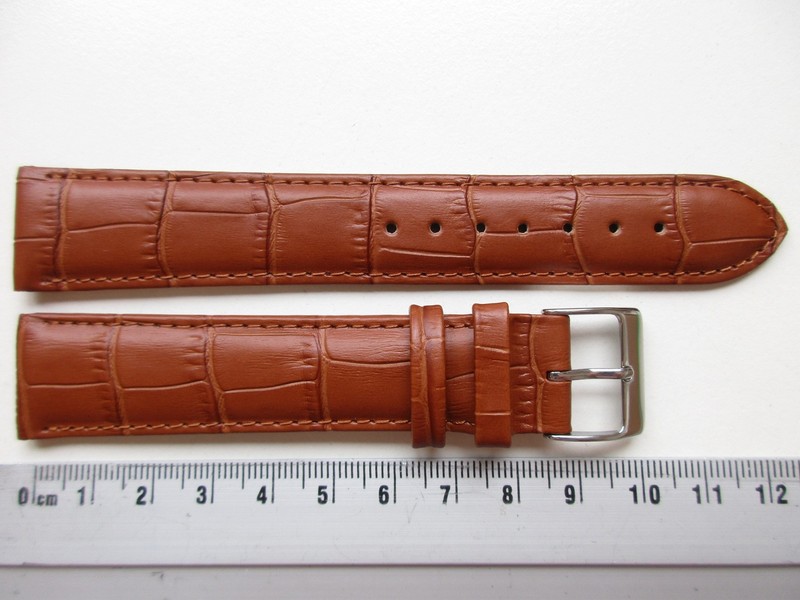 Tawny Brown XL Alligator print 20 MM leather watch band strap