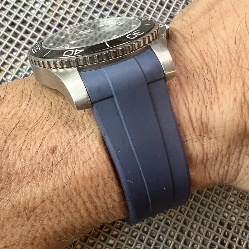 21mm BLUE Caoutchouc Vulcanized rubber Strap LONGINES HydroConquest Watch gallery