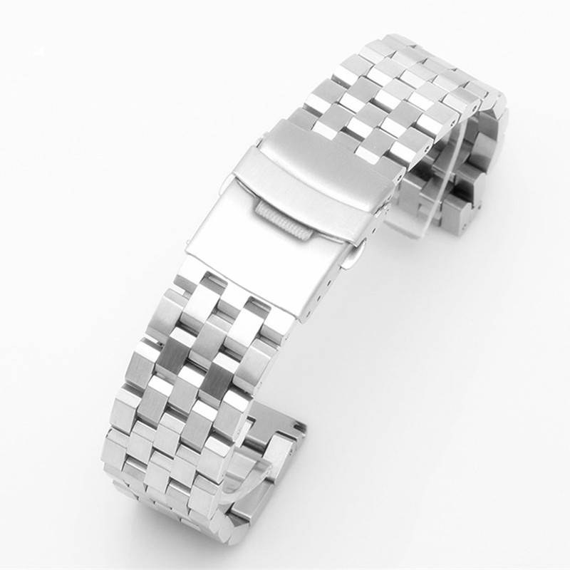 Silver 22mm Watch Band Strap Straight End Polish Bracelet Link Solid Watchband gallery