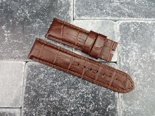 22mm Deployment Strap Grain Leather Watch Band P for PANERAI Black Brown x1 gallery