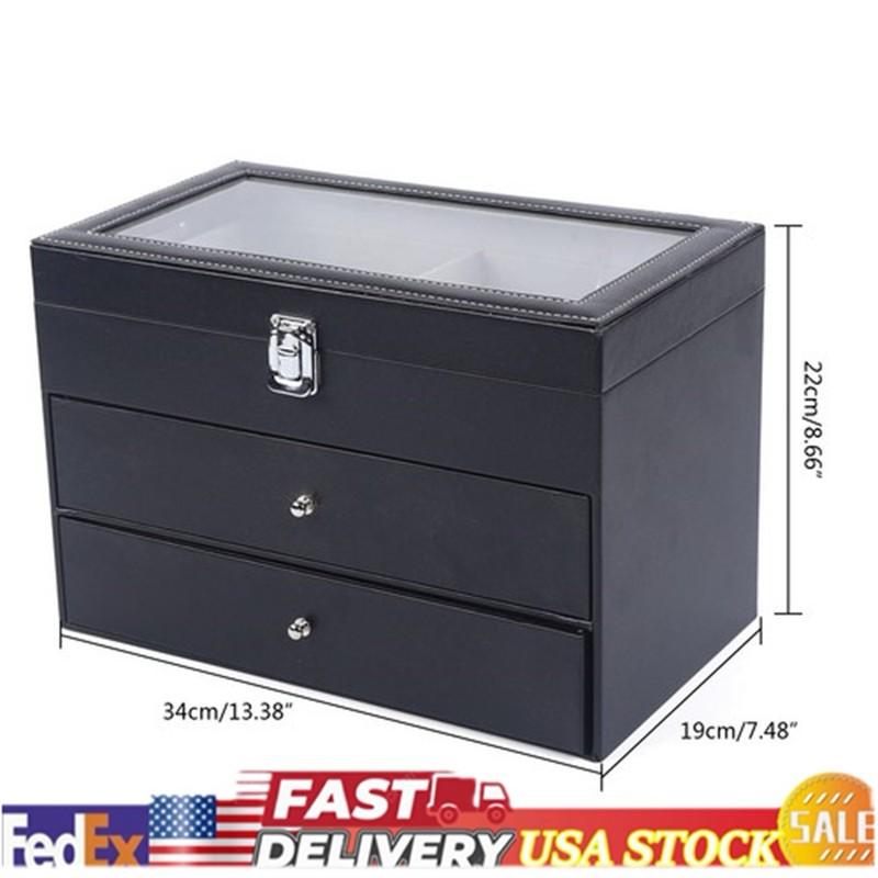 Sunglasses Case Watch Box Watch Case Jewelry Box and 12 Eyeglasses Storage