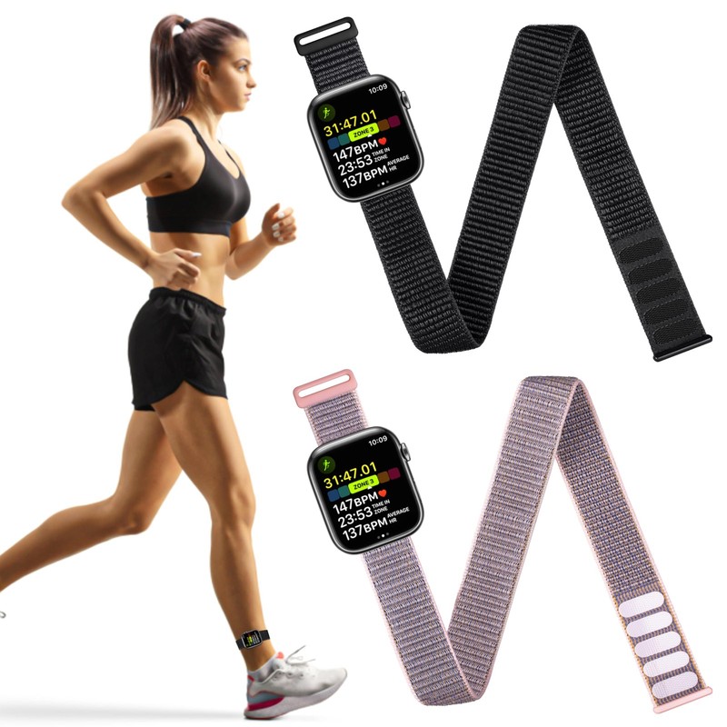 2 Pack Ankle/Arm Band Compatible 38/40/41/42(series 11 10), Black+SandPink