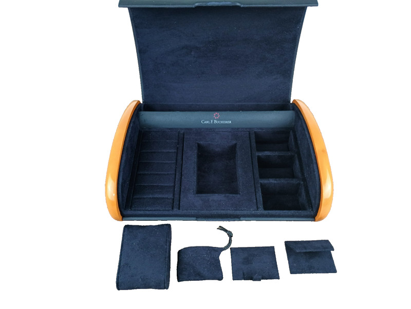 Carl F Bucherer Large Watch/Jewelry Box Wood/Leather With Box And Accessories
