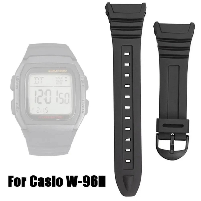 Watch Strap Flexible Black Resin Replacement to fit Casio W96 W-96H W96H 577EA1