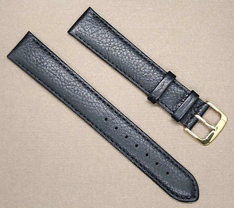 Gent’s Vintage NOS Speidel 18X-Long Black Padded & Stitched Cowhide Watch Band