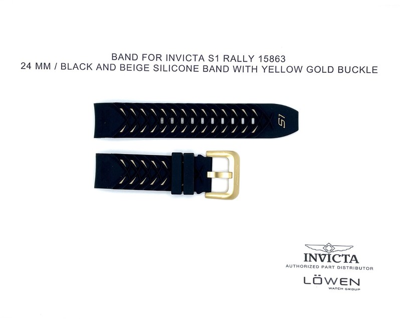 Authentic Invicta S1 Rally 15863 Black & Beige 24mm Watch Band