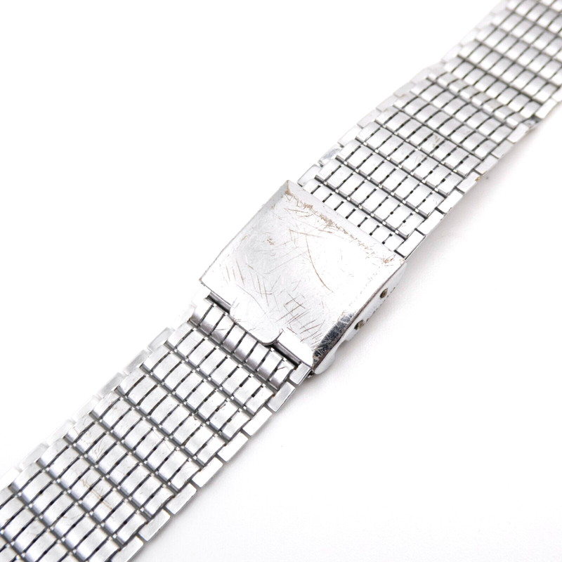 Partial Vintage Gemex 16.0 mm silvertone wristwatch bracelet with trifold clasp