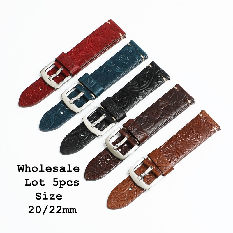 WHOLESALE Lot 5pcs Sheridan style Leather Watch Strap Band 20/22mm (CH040)