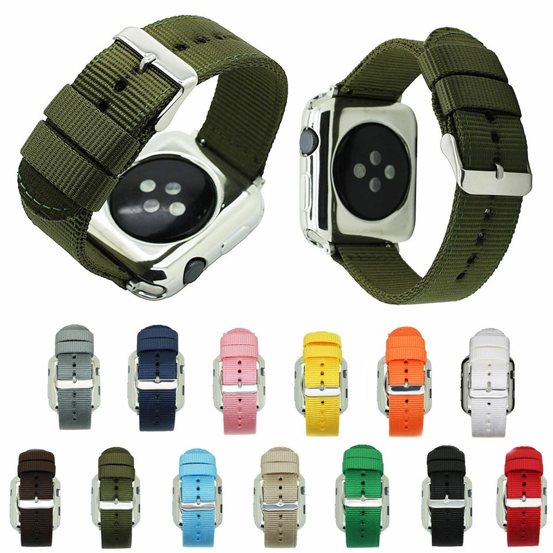 Waterproof Nylon Fabric Canvas Strap for Apple Watch Series 6 5 4 3 2 Watch Band