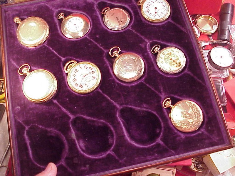 VINTAGE 12/16 Antique 12 Pocket Watch Storage Tray 11 3/4 X 11 3/4 IN PURPLE OAK gallery