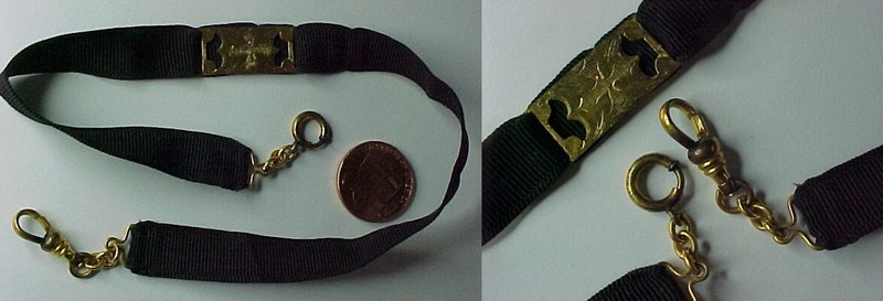Unusual Black Ribbon Like Pocket Watch Chain 12 1/2″ Inches Long