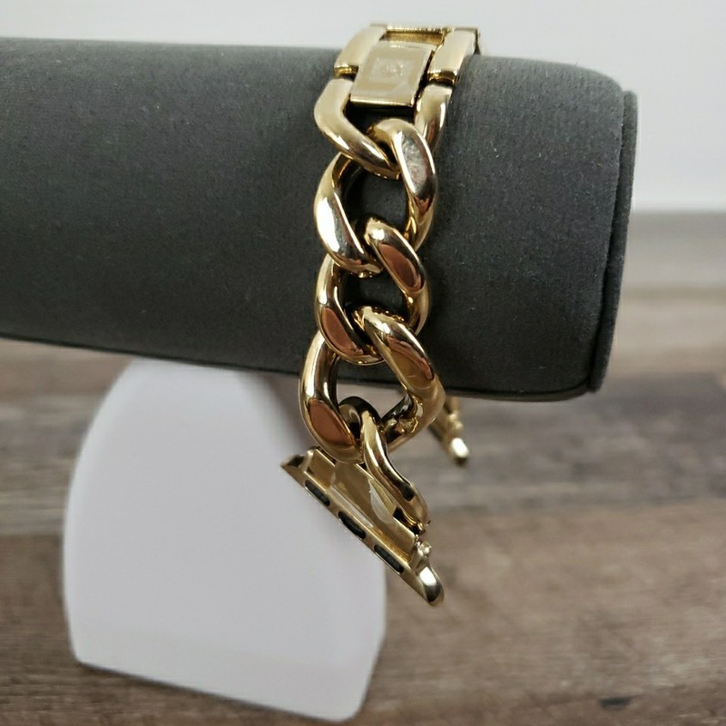 Anne Klein Women’s Gold Curb Chain Apple Bracelet Watchband Fits 40mm 6.25 In gallery