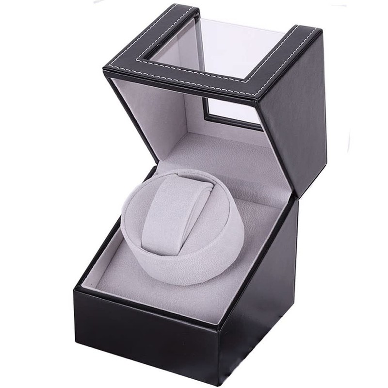 Automatic Watch Winder in Wood Shell Black Super Quiet Single Watch Winder for