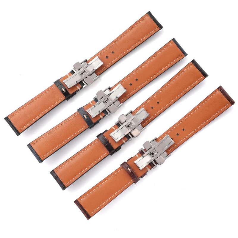 Crocodile Grain Genuine Leather Watch Strap 13-22mm Folding Clasp for Longines gallery