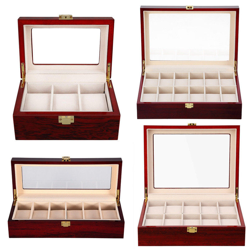 3/6/10/12/24Slots Watch Box Watch Case Organizer Watch Jewelry Display Case Gift