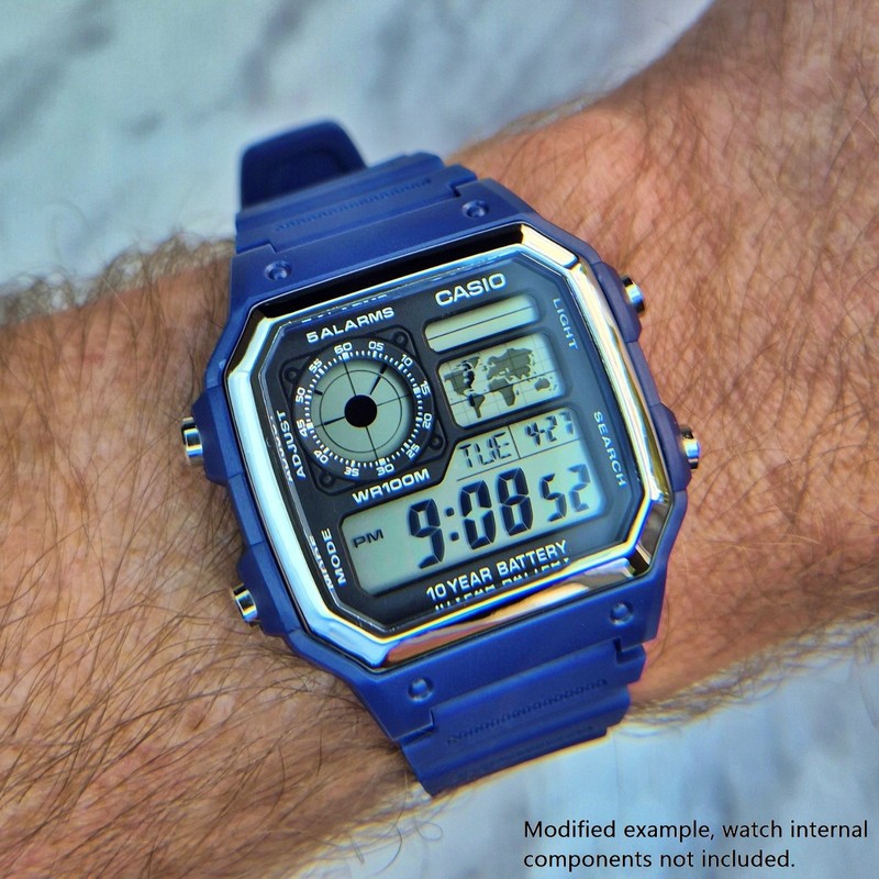 Mod Kit for Casio Royale AE-1200, Blue Case & Strap band (watch module not inc.) gallery