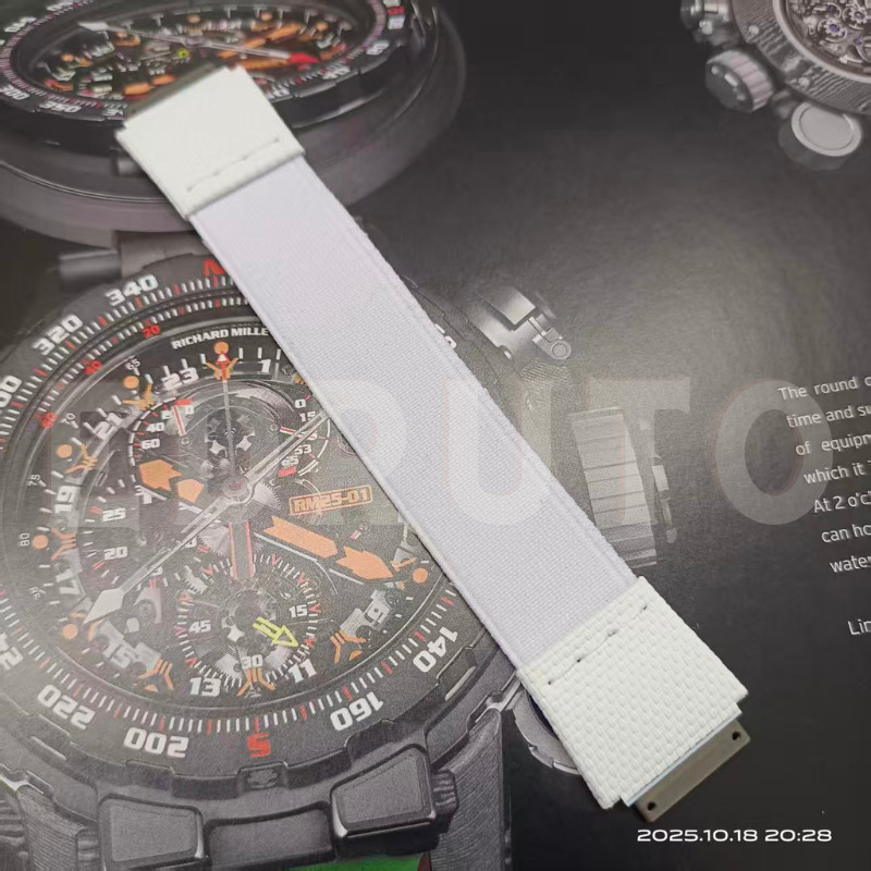 Black / White Elastic Watch Strap Band Replacement For Richard Mille RM67 01 02 gallery