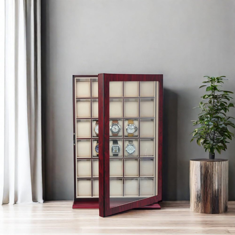 30-Piece Cherry Wood Watch Display Case - Ideal Father's Day Gift! gallery