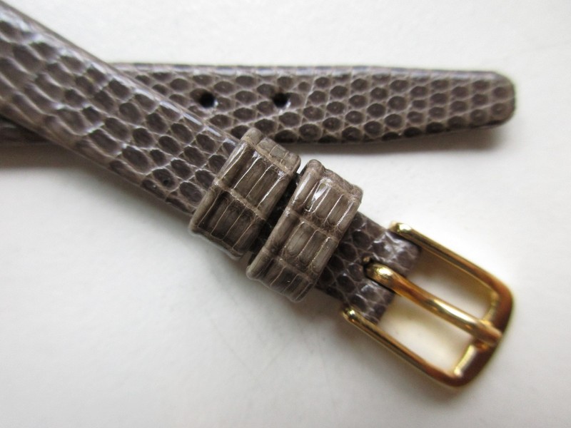 Taupe brown Lizard print ’60s open end 10 MM leather watch band strap – G