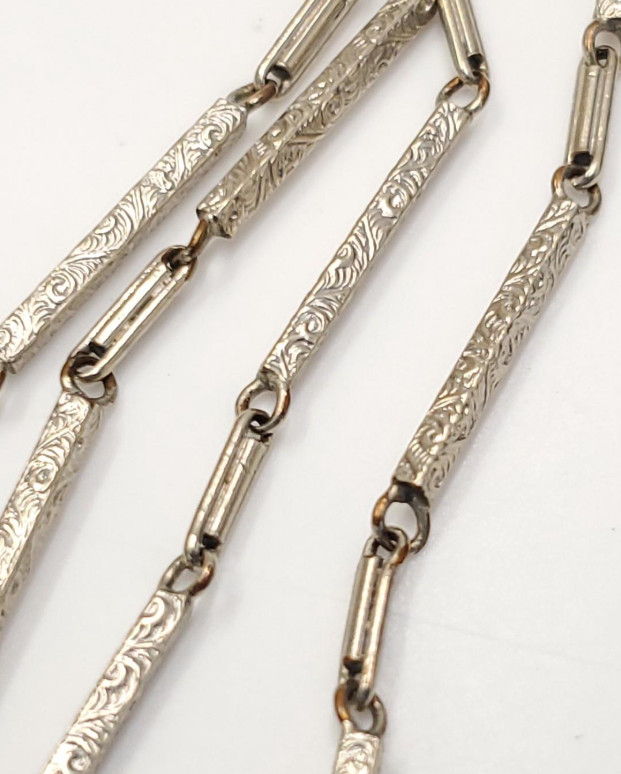 Solid 10K White Gold Pocket Watch Chain Bar Link Dog Clip Fob gallery