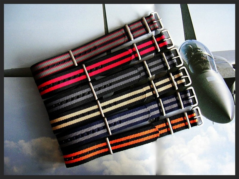 24mm Black Orange NATO G10 nylon watch strap Military Bonded IW SUISSE 18 20 22