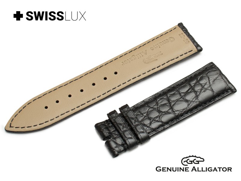 Crocodile Alligator Leather For FREDERIQUE CONSTANT Watch Black Strap Band Pins gallery