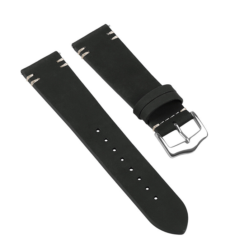 High Quality Soft Brushed Genuine Leather Watch Band Straps Mens 20/22 Universal