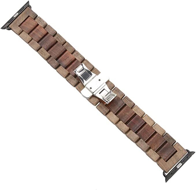 Wooden Apple Watch Band (Walnut + Sandal--42/44/45mm) for Series 7,6,5,4,3,2,1 gallery