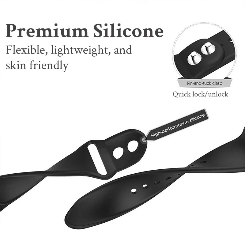 Replacement Silicone Band Straps For Apple Watch 42 44 45 mm S/M Size gallery